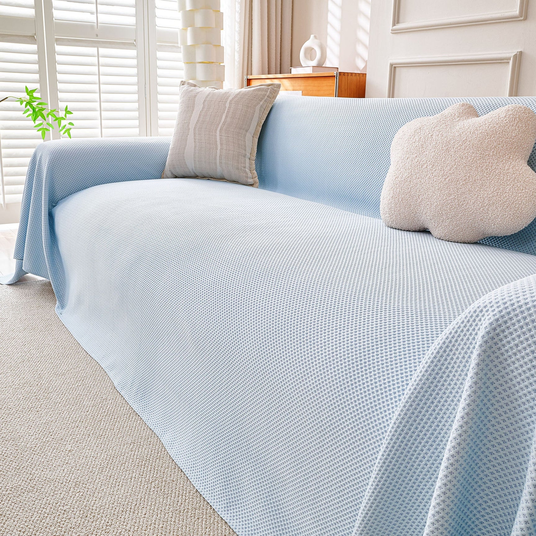 Cooling Ice Silk Knit Couch Cover, Breathable Pet Friendly Soft Throw Cover for Sofas - Ornate Home