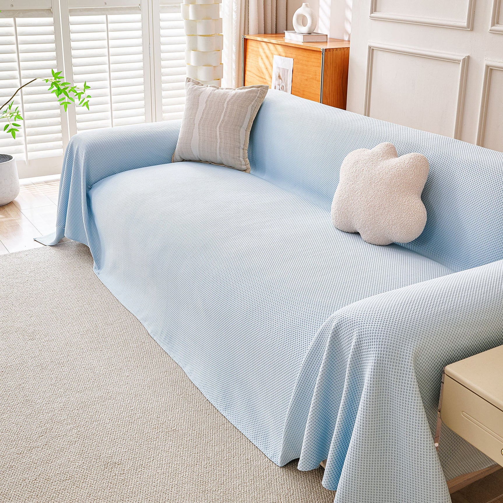 Cooling Ice Silk Knit Couch Cover, Breathable Pet Friendly Soft Throw Cover for Sofas - Ornate Home