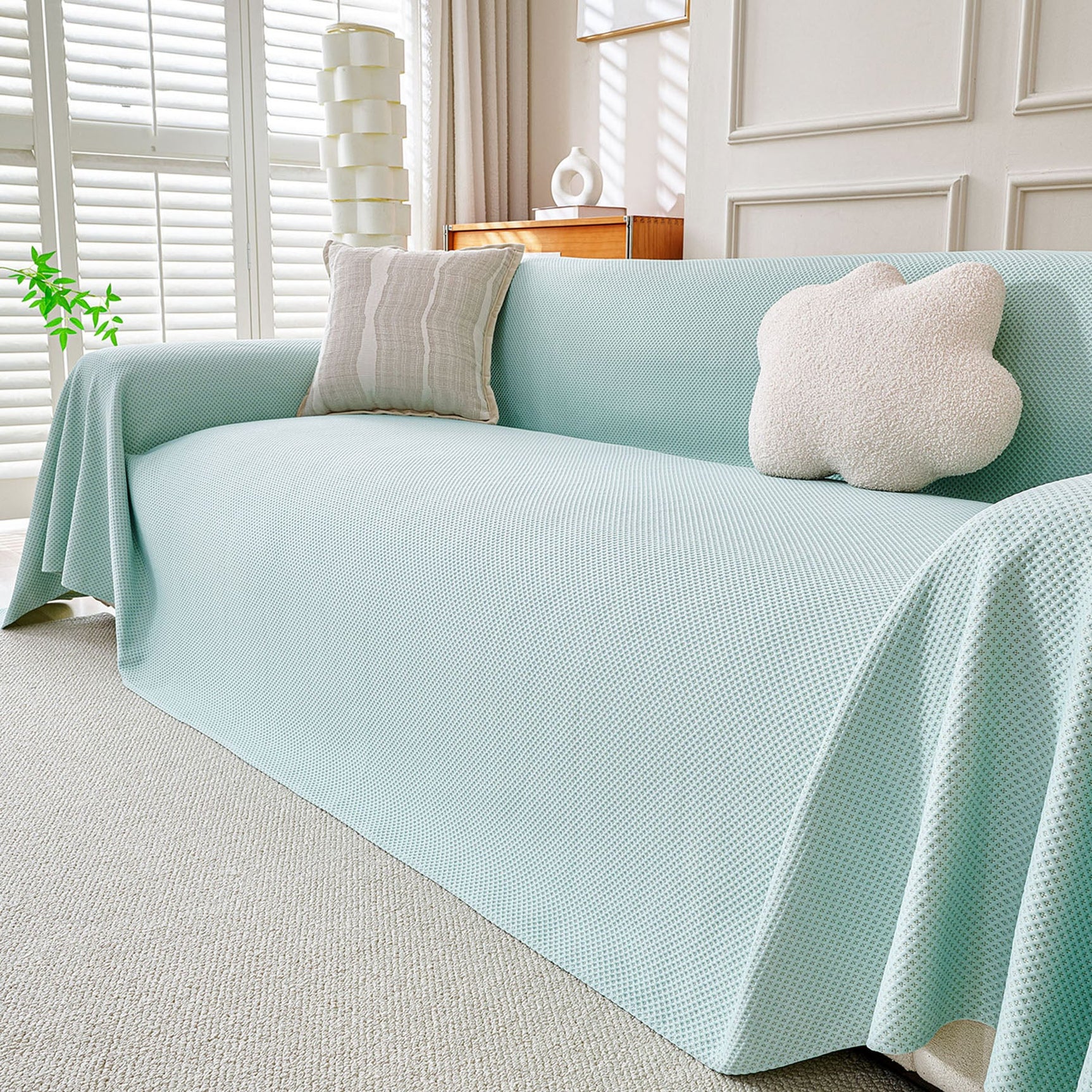 Cooling Ice Silk Knit Couch Cover, Breathable Pet Friendly Soft Throw Cover for Sofas - Ornate Home
