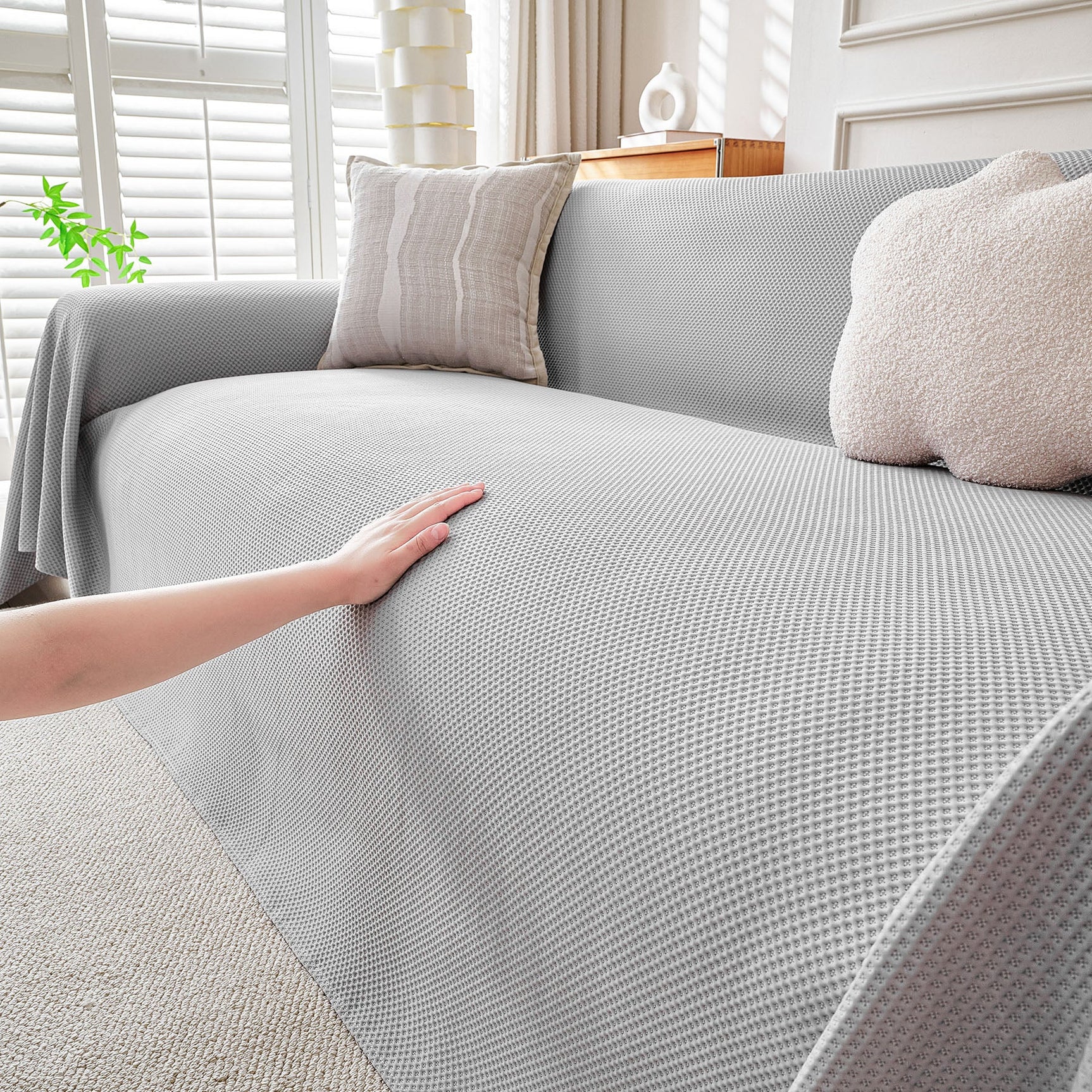 Cooling Ice Silk Knit Couch Cover, Breathable Pet Friendly Soft Throw Cover for Sofas - Ornate Home