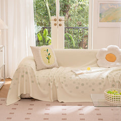 Cooling Ice Silk Sofa Cover Blanket, Floral Soft Silky Breathable Couch Throw Cover - Ornate Home