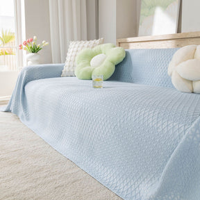 Cooling Ice Silk Sofa Throw Cover, Summer Diamond Textured Furniture Protector Blanket - Ornate Home