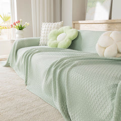 Cooling Ice Silk Sofa Throw Cover, Summer Diamond Textured Furniture Protector Blanket - Ornate Home