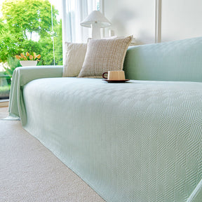 Cooling Ice Silk Soft Sofa Cover Blanket, Woven Geometric Textured Modern Couch Cover - Ornate Home