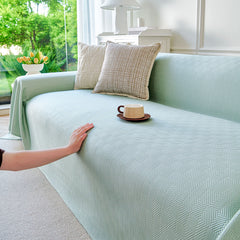 Cooling Ice Silk Soft Sofa Cover Blanket, Woven Geometric Textured Modern Couch Cover - Ornate Home