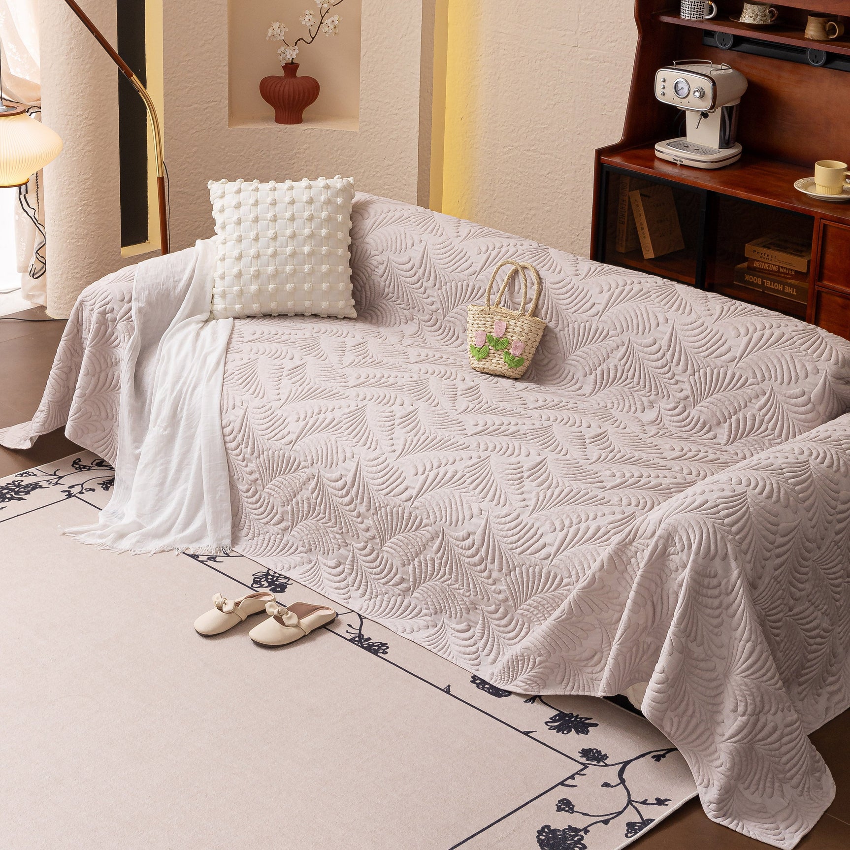 Cooling Quilted Non-Slip Furniture Protector for Pets & Kids, Washable Sofa Slipcover - Ornate Home