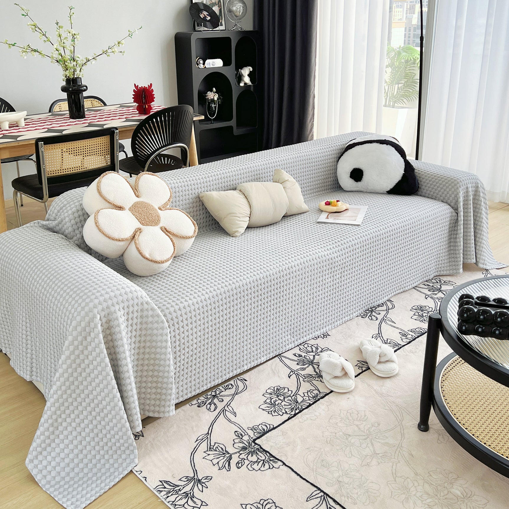 Cooling Textured Sofa Cover Washable Soft Couch Throw Blanket for Summer & Pets - Ornate Home