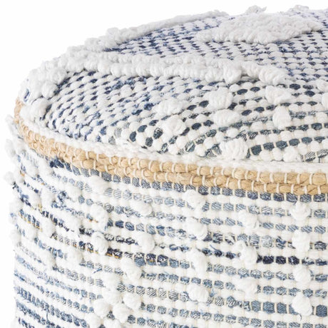 Coombabah Blue and White Cylinder Pouf - Ornate Home