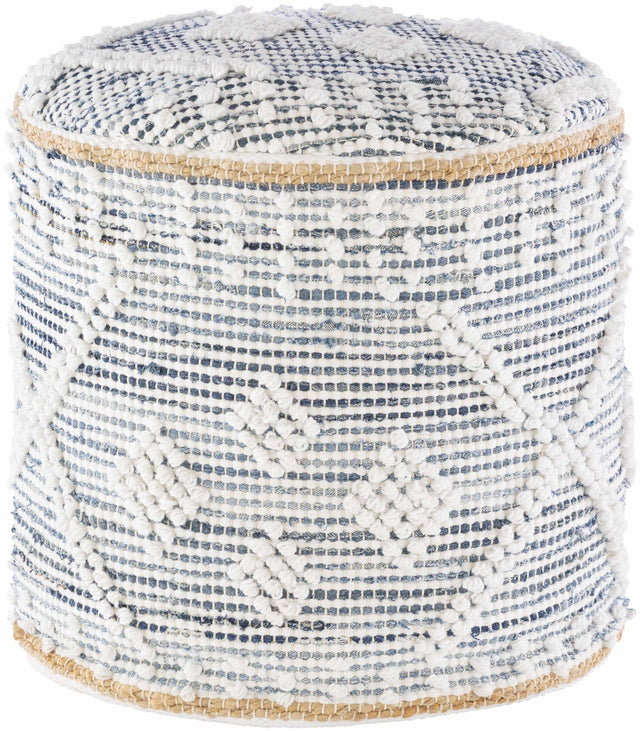 Coombabah Blue and White Cylinder Pouf - Ornate Home