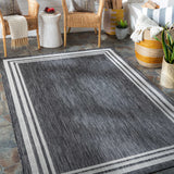 Coonamble Bordered Anthracite Outdoor Rug - Ornate Home