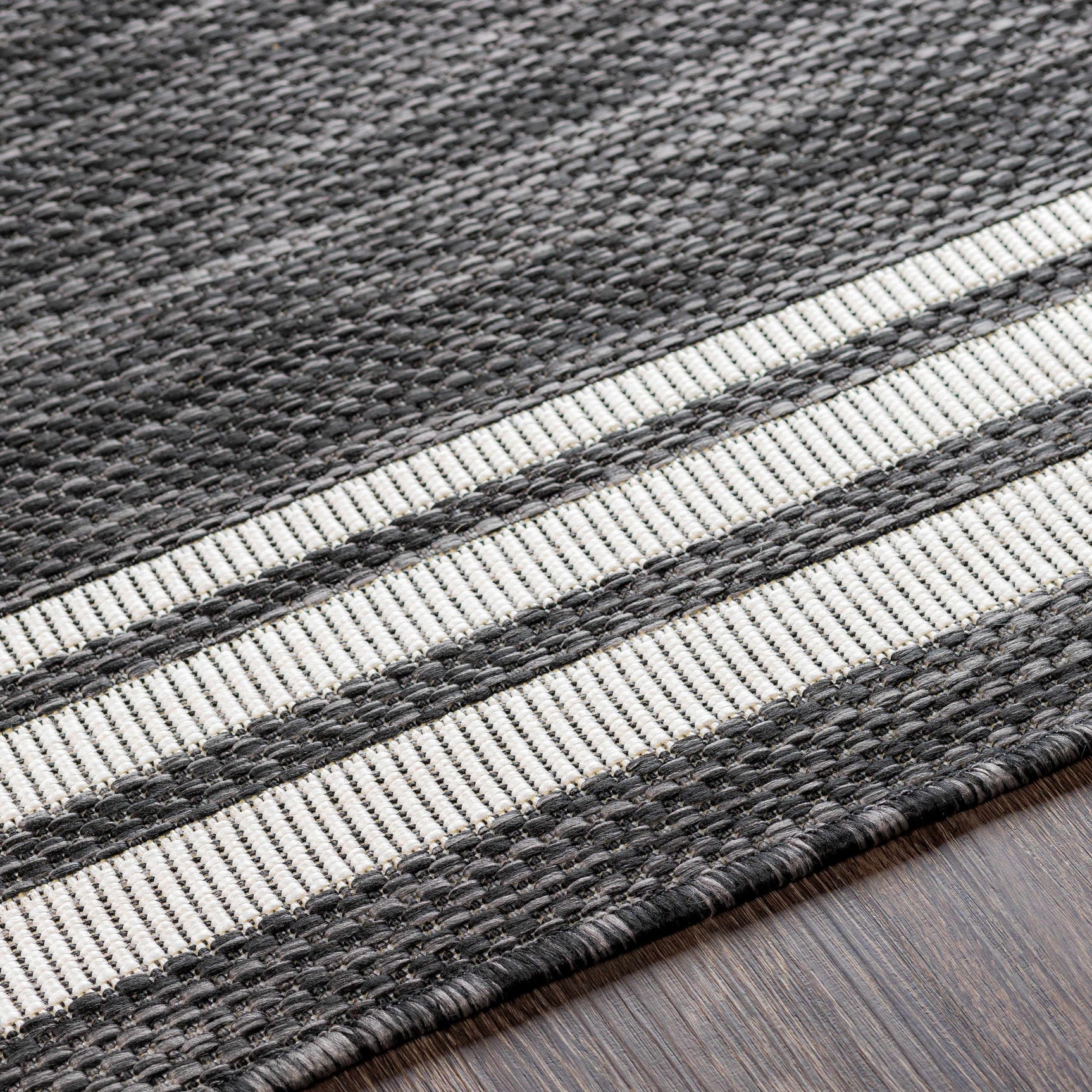 Coonamble Bordered Anthracite Outdoor Rug - Ornate Home