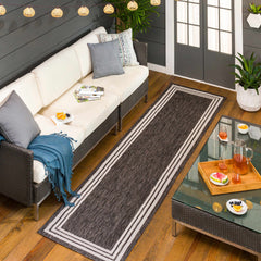 Coonamble Bordered Anthracite Outdoor Rug - Ornate Home