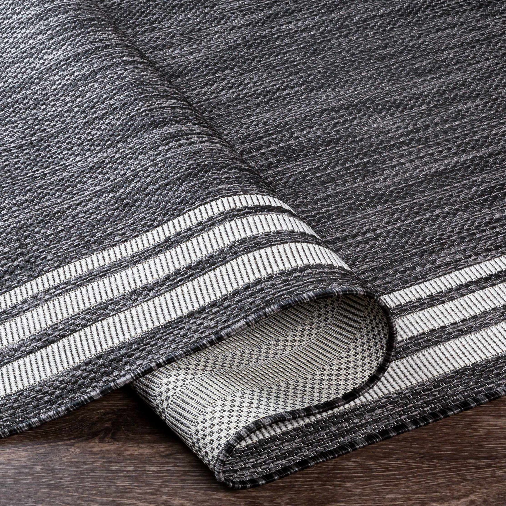 Coonamble Bordered Anthracite Outdoor Rug - Ornate Home
