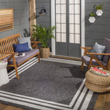 Coonamble Bordered Anthracite Outdoor Rug - Ornate Home