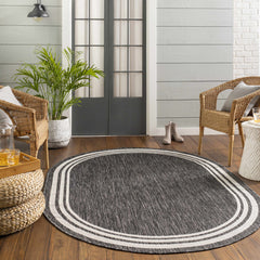 Coonamble Bordered Anthracite Outdoor Rug - Ornate Home