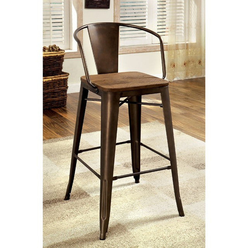 Cooper Dark Bronze/Dark Oak Counter Height Chair (Set of 2) - Ornate Home