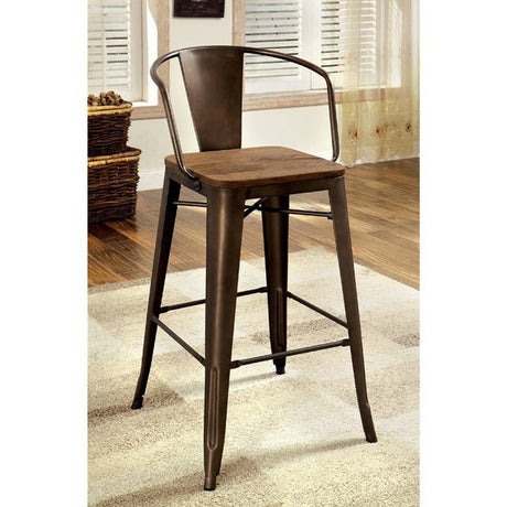 Cooper Dark Bronze/Dark Oak Counter Height Chair (Set of 2) - Ornate Home