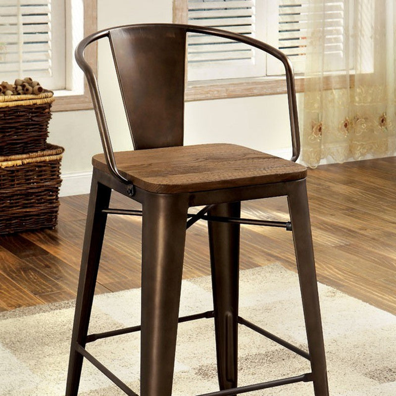 Cooper Dark Bronze/Dark Oak Counter Height Chair (Set of 2) - Ornate Home