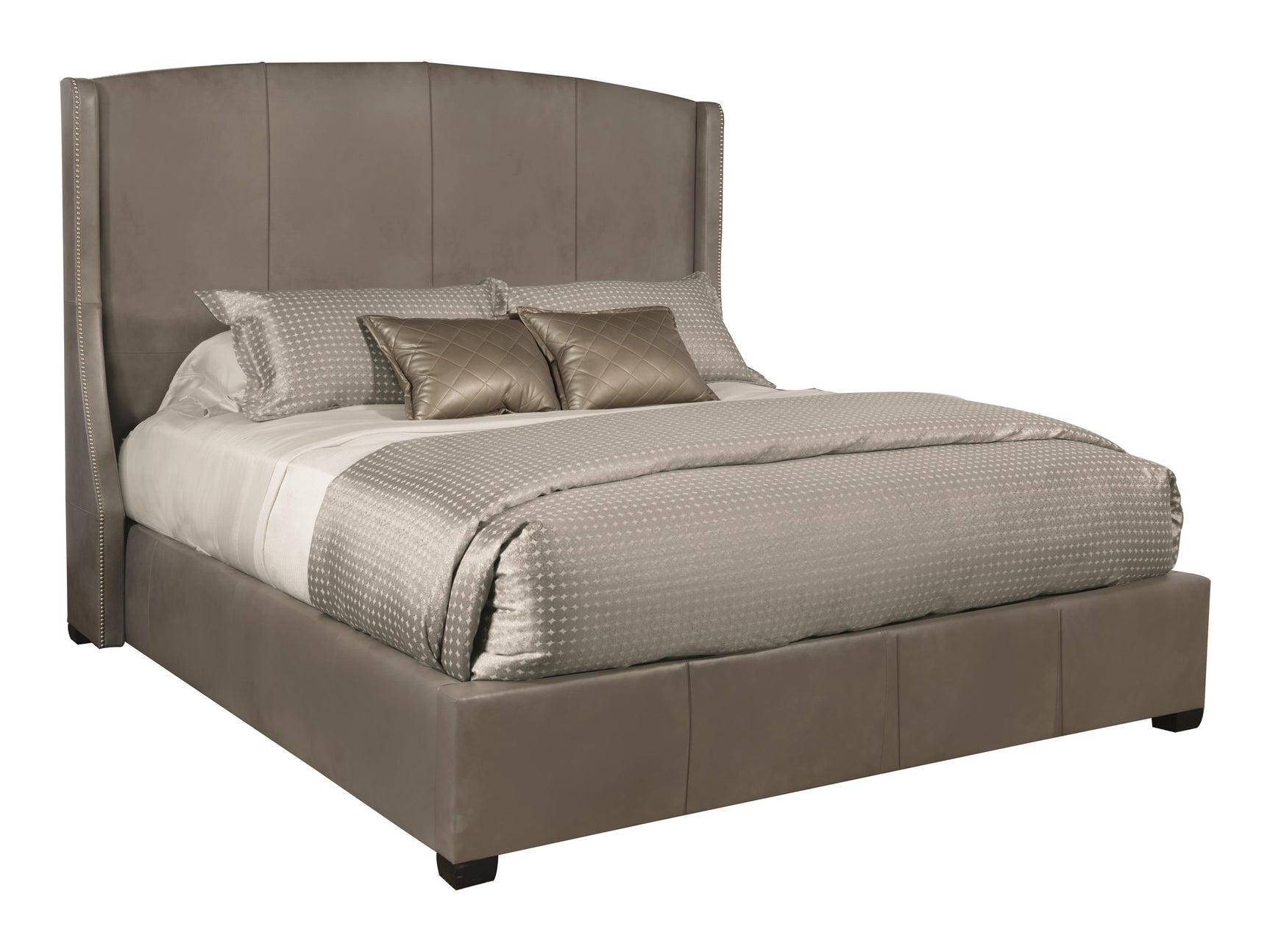 Cooper Grey Leather Shelter King Bed - Ornate Home