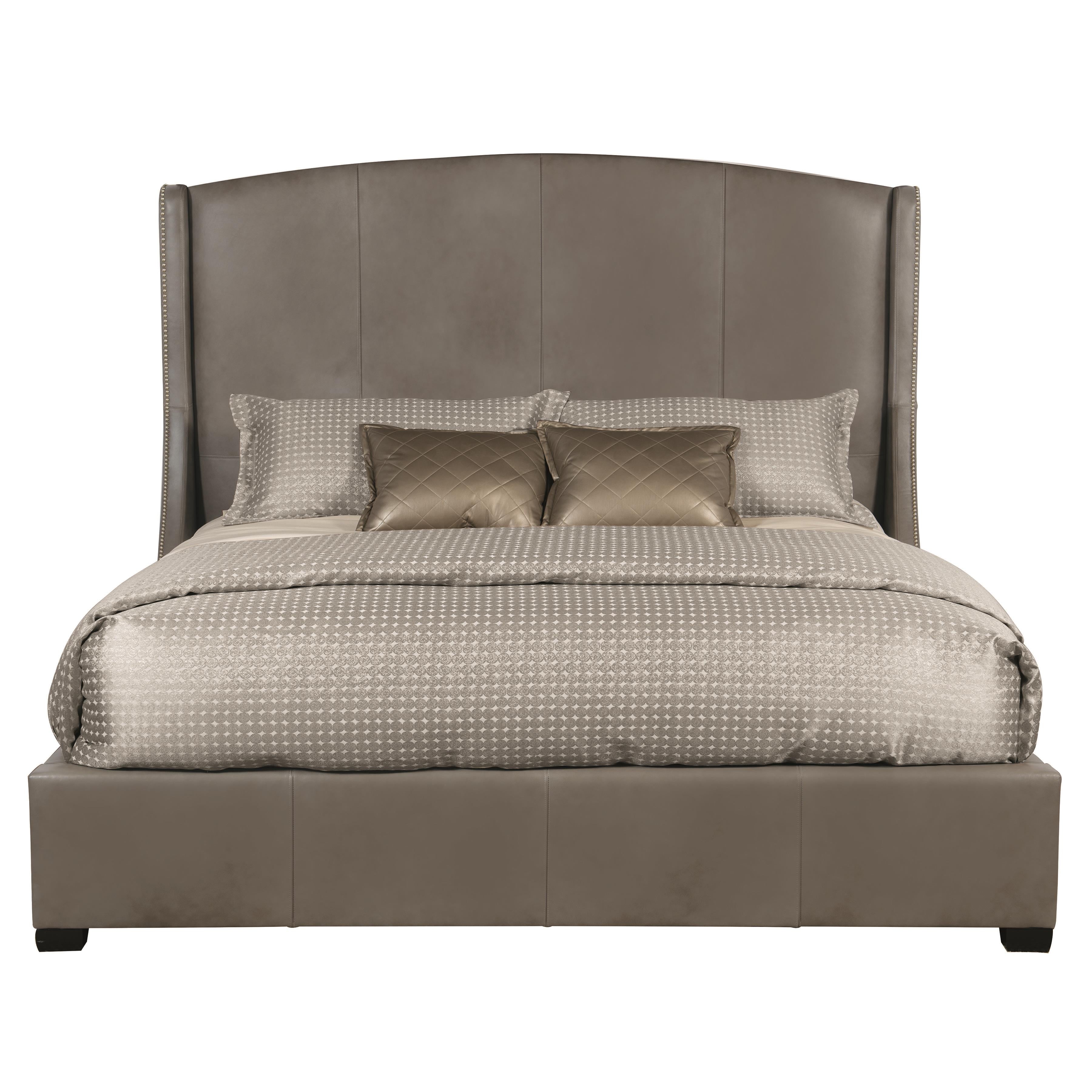 Cooper Grey Leather Shelter King Bed - Thumbnail 2