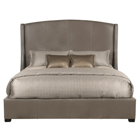 Cooper Grey Leather Shelter King Bed - Ornate Home
