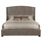 Cooper Grey Leather Shelter Queen Bed – Tall Headboard - Ornate Home