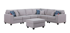 Cooper Light Gray 125"W Linen Reversible L-Shape Sectional Sofa with Ottoman - Ornate Home