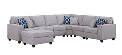 Cooper Light Gray 125"W Linen Reversible L-Shape Sectional Sofa with Ottoman - Ornate Home