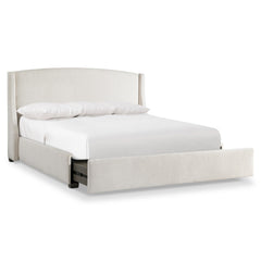 Cooper White/Cream Fabric Shelter Storage King Bed - Ornate Home