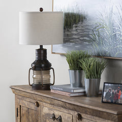 Copper Lantern Bronze/Transparent Table Lamp - Ornate Home