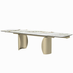Cora Ceramic Top & Golden Champagne Dining Table - Ornate Home
