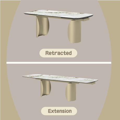 Cora Ceramic Top & Golden Champange Dining Table - Ornate Home