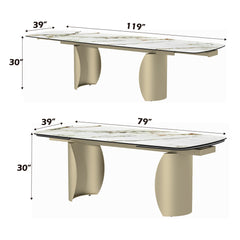 Cora Ceramic Top & Golden Champange Dining Table - Ornate Home