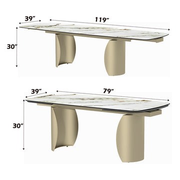 Cora Ceramic Top & Golden Champange Dining Table - Ornate Home