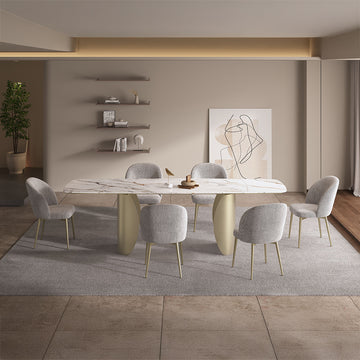 Cora Ceramic Top & Golden Champange Dining Table - Ornate Home
