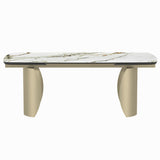 Cora Ceramic Top & Golden Champange Dining Table - Ornate Home