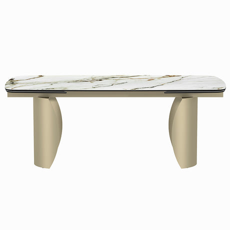 Cora Ceramic Top & Golden Champange Dining Table - Ornate Home