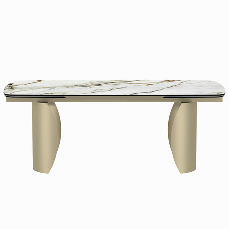 Cora Ceramic Top & Golden Champange Dining Table - Ornate Home