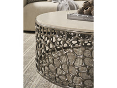 Coral Antique Nickel/Quartz Stone Cocktail Table - Ornate Home
