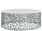 Coral Antique Nickel/Quartz Stone Cocktail Table - Ornate Home