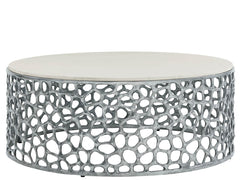 Coral Antique Nickel/Quartz Stone Cocktail Table - Ornate Home