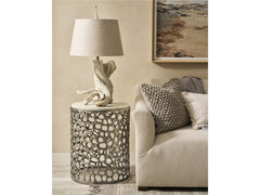 Coral Antique Nickel/Quartz Stone Side Table - Ornate Home