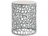Coral Antique Nickel/Quartz Stone Side Table - Ornate Home