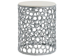 Coral Antique Nickel/Quartz Stone Side Table - Ornate Home