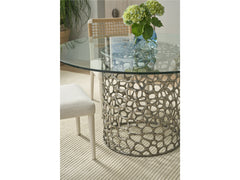 Coral Antique Nickel/Tempered Glass Dining Table 54 - Ornate Home