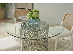 Coral Antique Nickel/Tempered Glass Dining Table 54 - Ornate Home