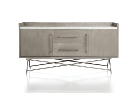 Coral Marble Top Rectangular Sideboard in Antique Grey - Ornate Home