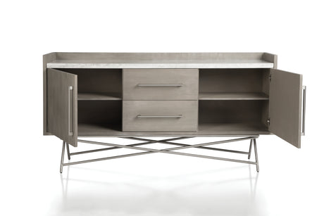 Coral Marble Top Rectangular Sideboard in Antique Grey - Ornate Home
