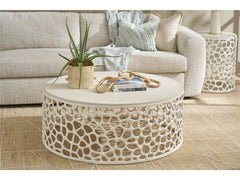 Coral White/Quartz Stone Cocktail Table - Ornate Home