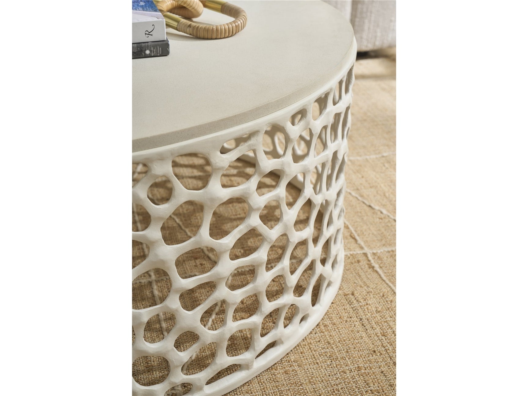 Coral White/Quartz Stone Cocktail Table - Ornate Home